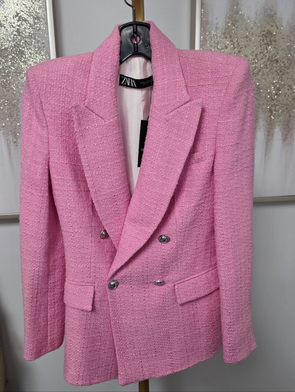 Zara Pink Tweed Blazer